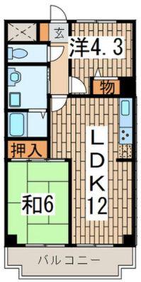 アーバンスプラザイシワタ3(2LDK/2階)の間取り写真