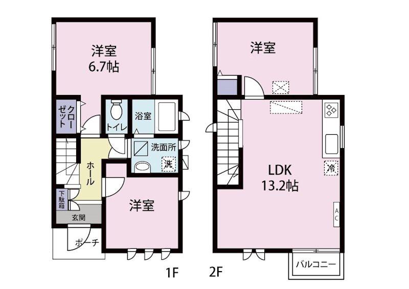 コテージ登戸(3LDK/1階)の間取り写真