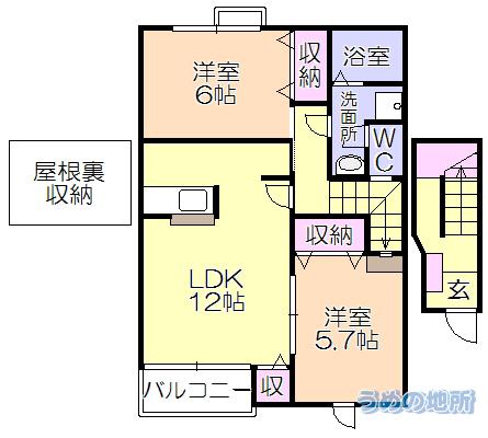 フロールパティオII(2LDK/2階)の間取り写真