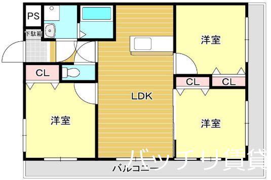 アベニールKAI(3LDK/5階)の間取り写真