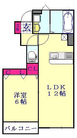 ミニョン・M(1LDK/1階)の間取り写真