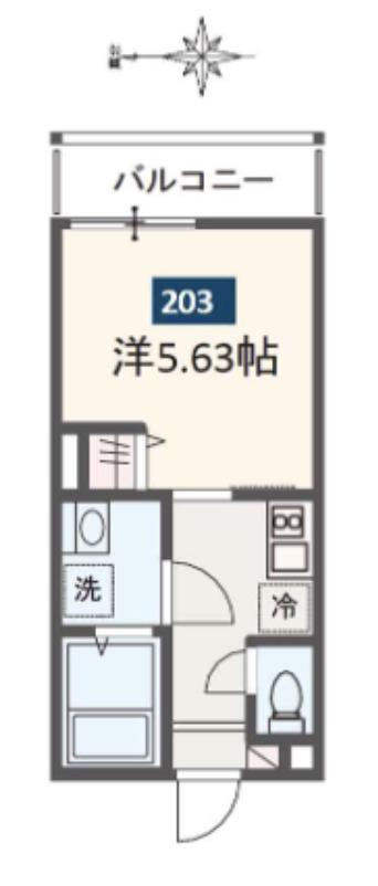 MELDIA堀切菖蒲園III(1K/2階)の間取り写真