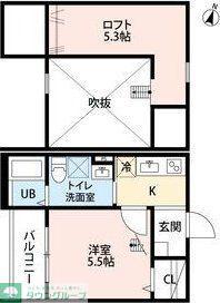 AGNS(1K/1階)の間取り写真