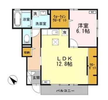ハイネスA(1LDK/1階)の間取り写真