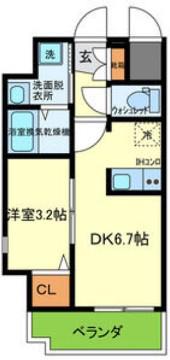 ONLYONEキセラタウンII(1DK/9階)の間取り写真