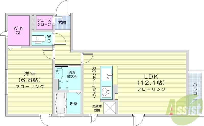 D-ROOM八乙女B(1LDK/1階)の間取り写真