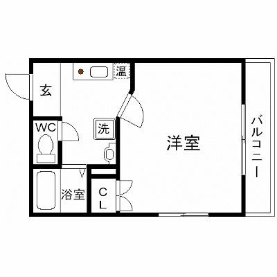 地下鉄谷町線 四天王寺前夕陽ケ丘駅 徒歩7分 7階建 築21年(1K/4階)の間取り写真