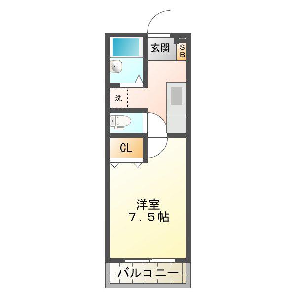 サクシード栗真(1K/2階)の間取り写真