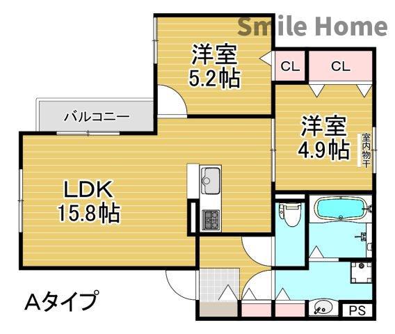 D-ROOM SUMIE イースト(2LDK/1階)の間取り写真
