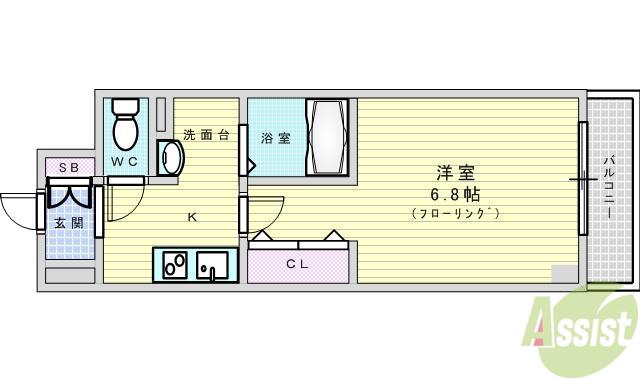 サイプレス・ワン(1K/7階)の間取り写真