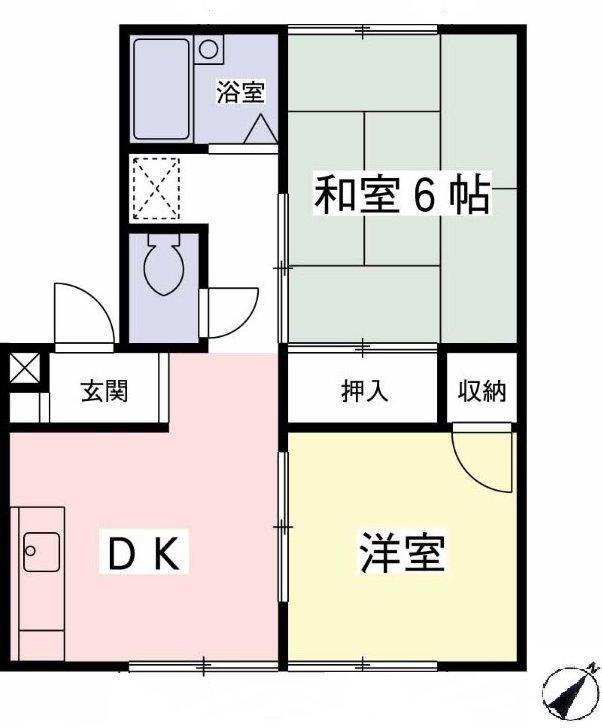 ベルハイムIII(2DK/1階)の間取り写真