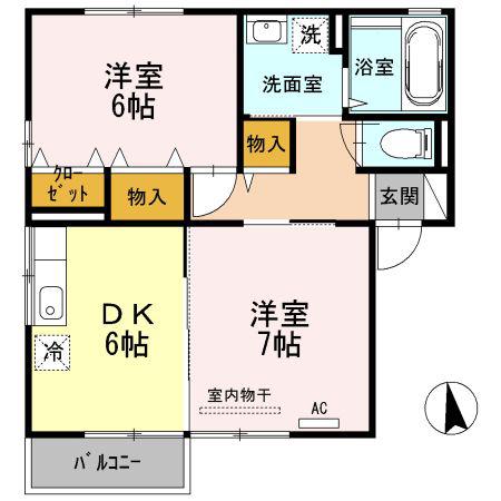 グレース桑原(2DK/2階)の間取り写真