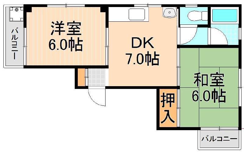 ESIビル(2DK/4階)の間取り写真