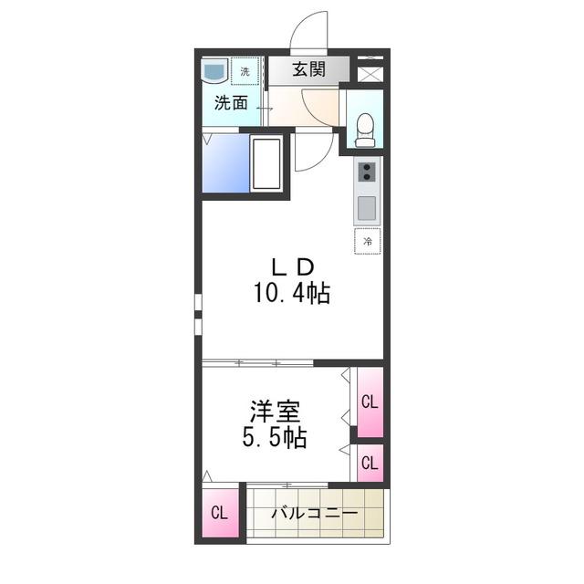 フジパレス堺市駅東(1LDK/2階)の間取り写真