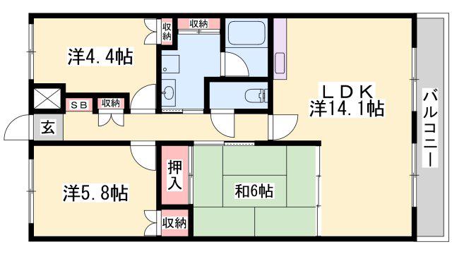 バレルビラ(3LDK/4階)の間取り写真