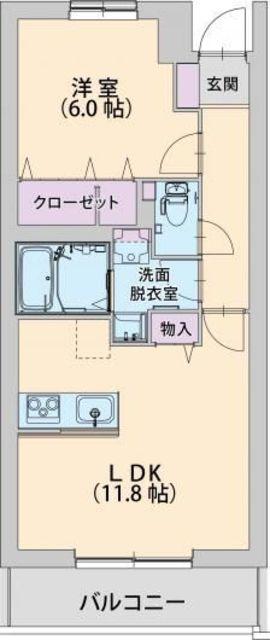 パラッツォ淵野辺III(1LDK/1階)の間取り写真