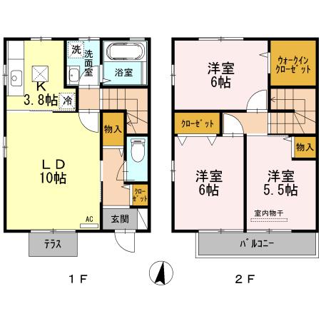 エミネンス手城 B棟(3LDK/1階)の間取り写真