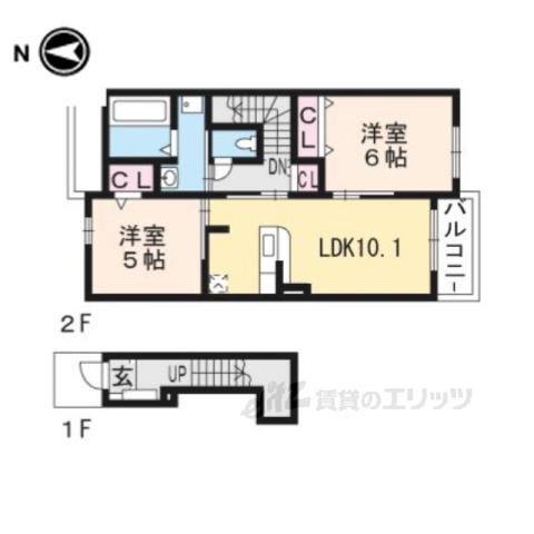 プラシード緑町3A(2LDK/2階)の間取り写真