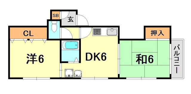 KOBEニューコーワビル(2DK/2階)の間取り写真