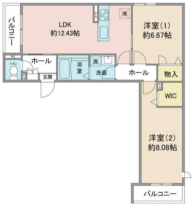 カーサ ルナ(2LDK/2階)の間取り写真