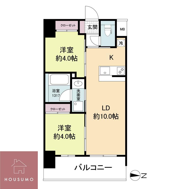 セレニテフラン新大阪(2LDK/4階)の間取り写真