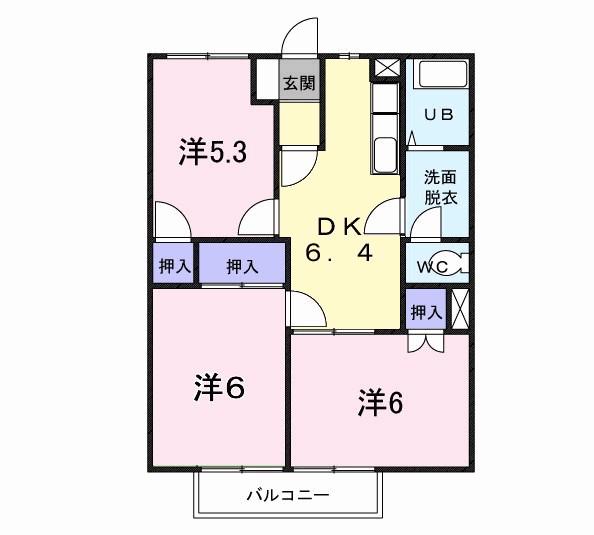 プレジデント(3DK/2階)の間取り写真