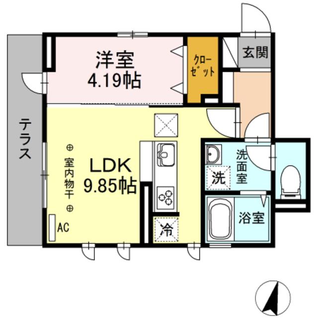 フローラ(1LDK/1階)の間取り写真
