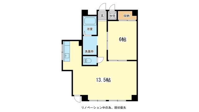五反ビル(1LDK/2階)の間取り写真