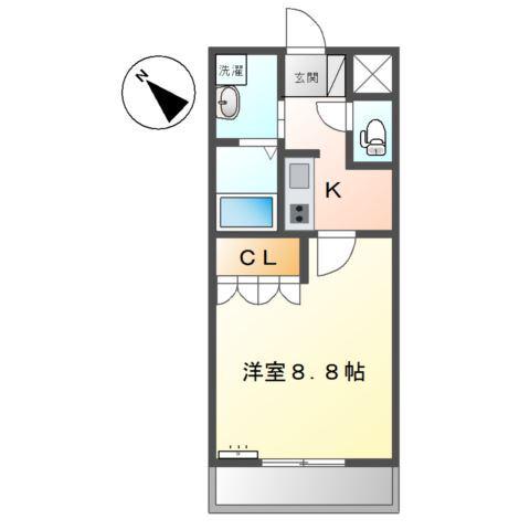 フレグランス(1K/2階)の間取り写真