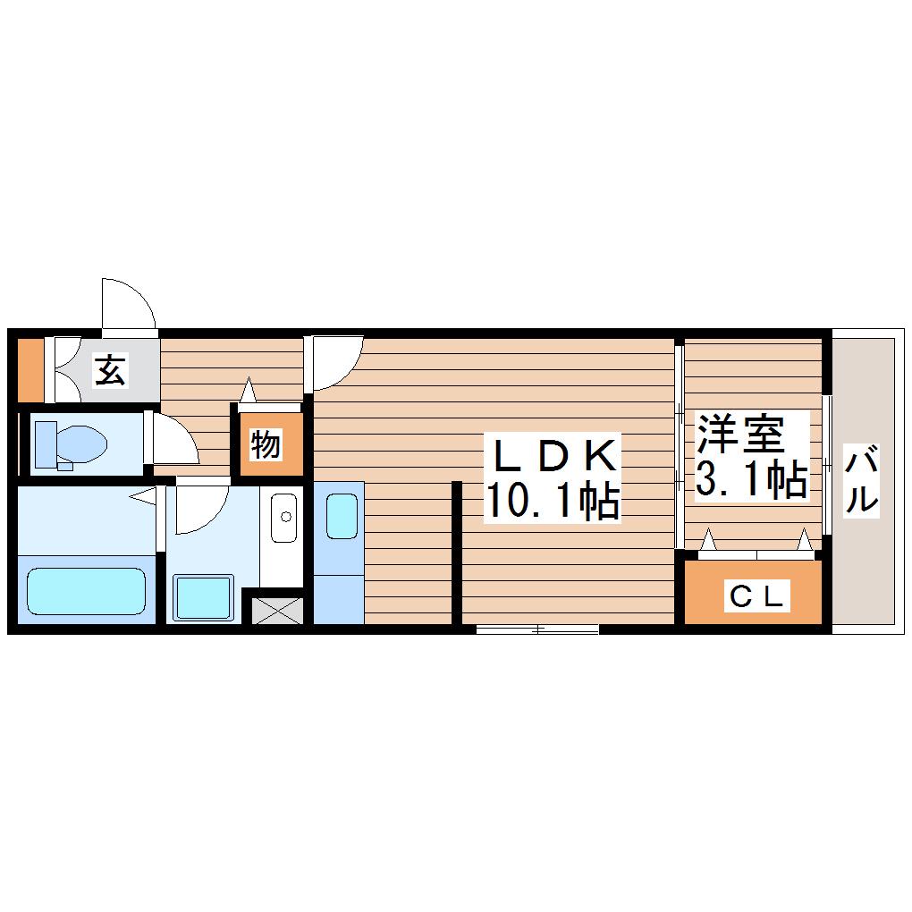グランアージュ泉中央(1LDK/2階)の間取り写真