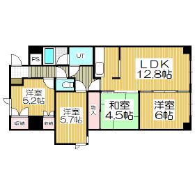 グランドール本幸町(4LDK/9階)の間取り写真