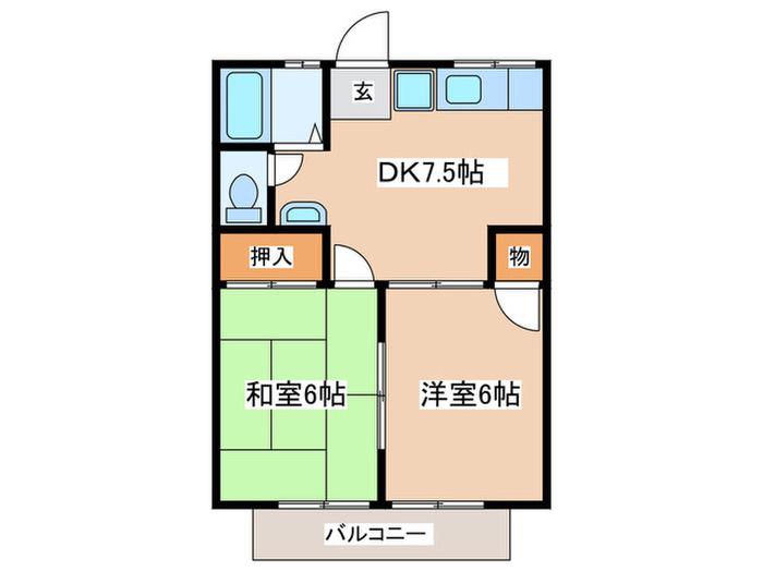 メゾンド藤(2DK/2階)の間取り写真
