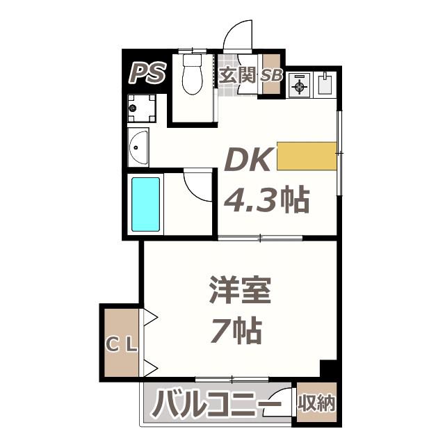ハイツシャレード西館(1DK/3階)の間取り写真