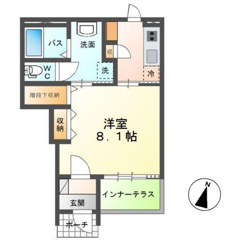 ラスターメールA(1K/1階)の間取り写真