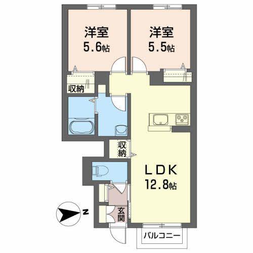 シャーメゾン・ボナール(2LDK/1階)の間取り写真