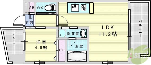 プレジオ十三(1LDK/3階)の間取り写真