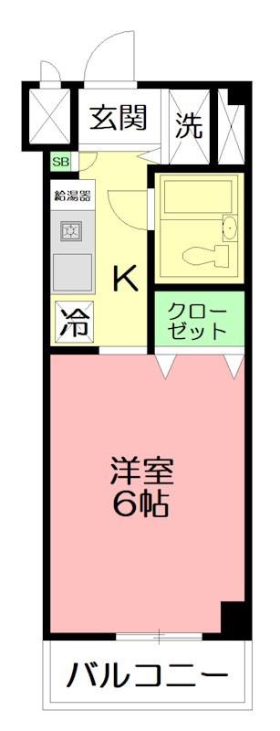 ハイライフ湘南(1K/2階)の間取り写真