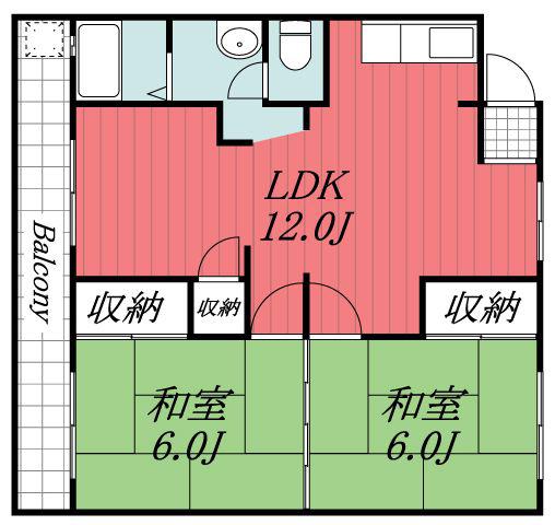 辰巳東ハイツE棟(2LDK/4階)の間取り写真