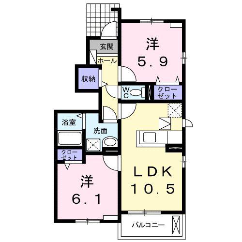 エルカミーノA(2LDK/1階)の間取り写真