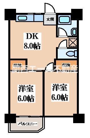 ビレッジハウス泉北栂タワー(2DK/1階)の間取り写真