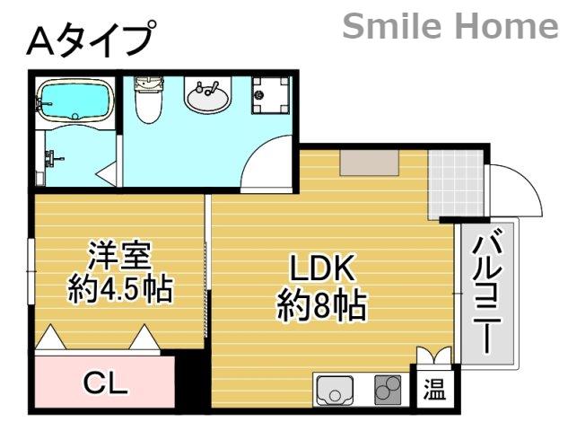 ピークショア玉出駅前(1LDK/3階)の間取り写真