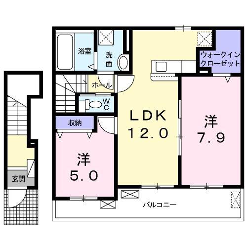 プレッソ 東加古川 III B(2LDK/2階)の間取り写真