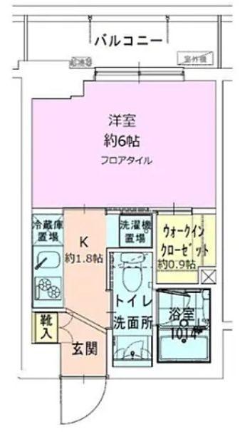 門前仲町レジデンス弐番館(1K/9階)の間取り写真