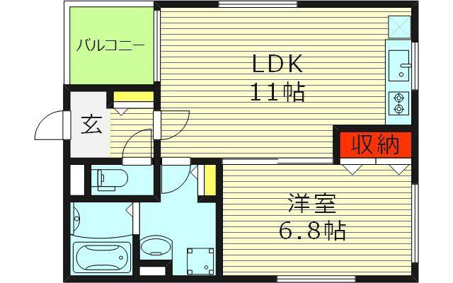 クリエオーレ諸口I(1LDK/1階)の間取り写真