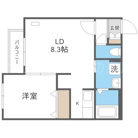 LIBERTY COURT(1LDK/2階)の間取り写真