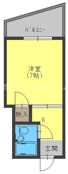 ハイツ月出(1K/2階)の間取り写真