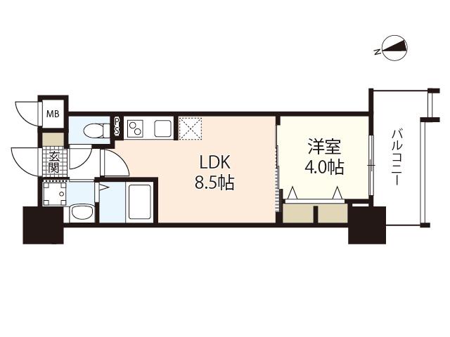 S-RESIDENCE本川町AFFORD(1LDK/7階)の間取り写真