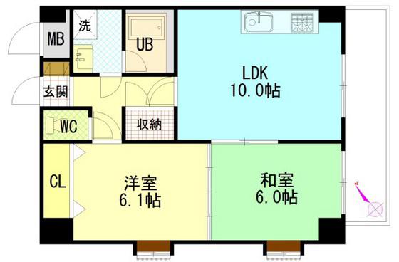 アヴァンセ中筋(2LDK/8階)の間取り写真