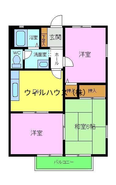 ハイツサンパティーク(3K/2階)の間取り写真