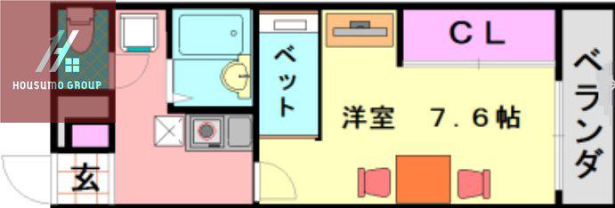 モンプレイン(1K/2階)の間取り写真